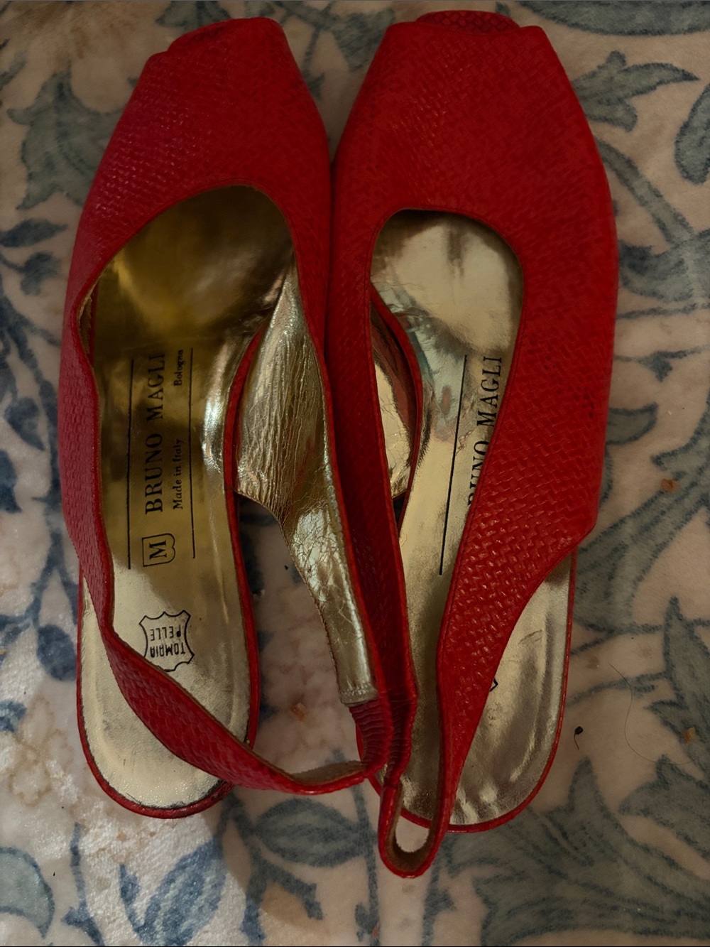 Bruno Magli Red Textured Flats